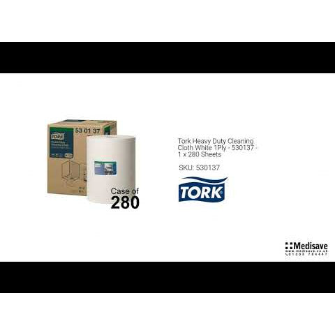 Tork Heavy Duty Cleaning Cloth White 1Ply - 530137 - 1 x 280 Sheets - Tork
