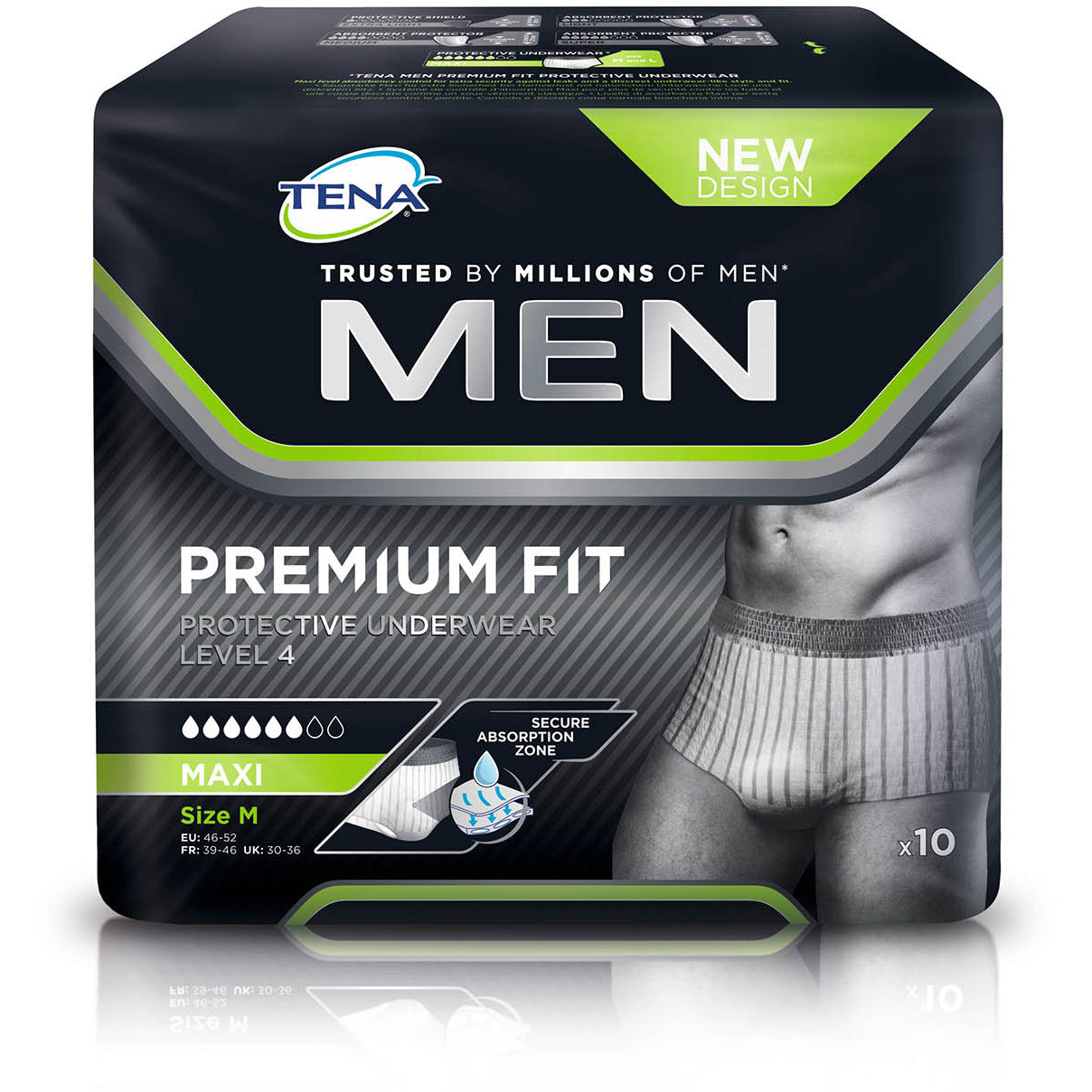 Tena Men Premium Fit Underwear - Medium - x 10 - Tena