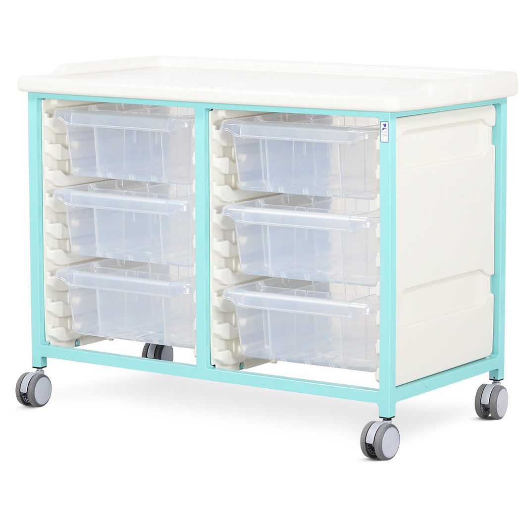 Tray Trolley - Low Level - Double Column (Milded Steel) - 6 Deep Drawers - Bristol Maid
