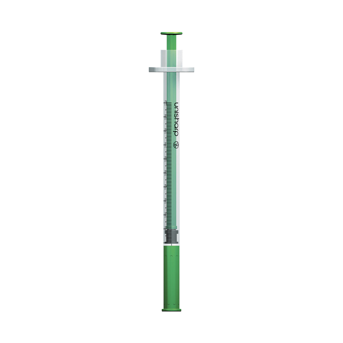 Unisharp 1ml Fixed 29G 0.5" Green x 100 - Unisharp