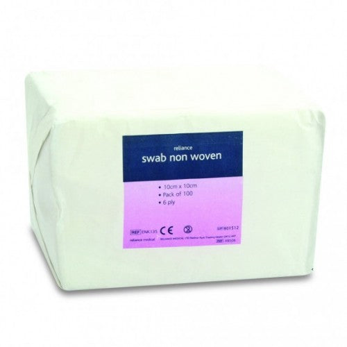 Reliswab Swabs Non-Woven Fabric 6ply 10cm x 10cm Pack of 100 - Reliance