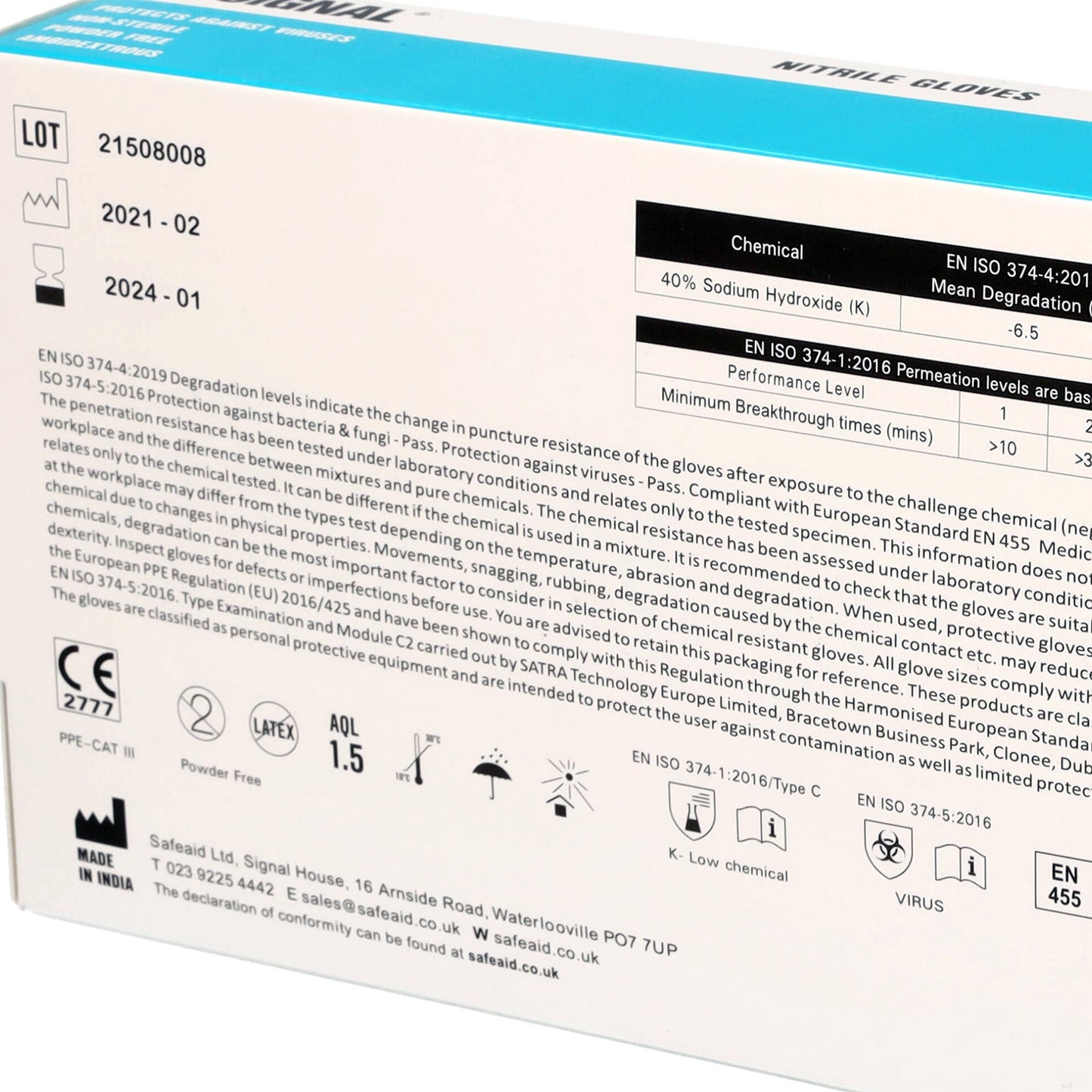Nitrile Gloves Blue - Medium - Box of 100 Gloves - Signal