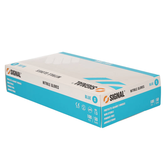 Nitrile Gloves Blue - Small - Box of 100 Gloves - Signal