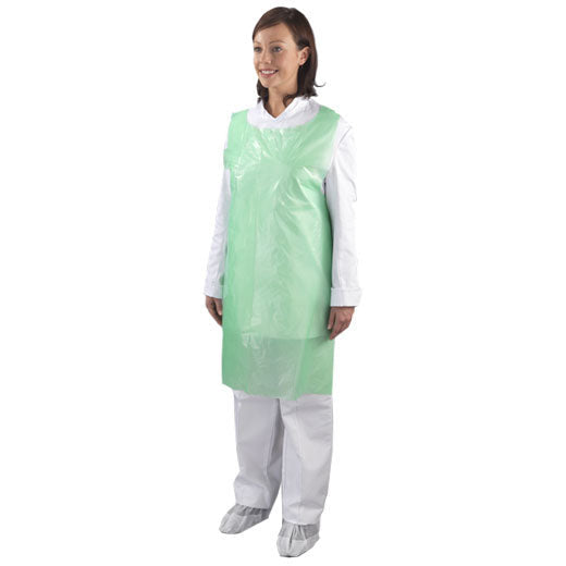 Green Disposable Polythene Aprons on a ROLL x 200
