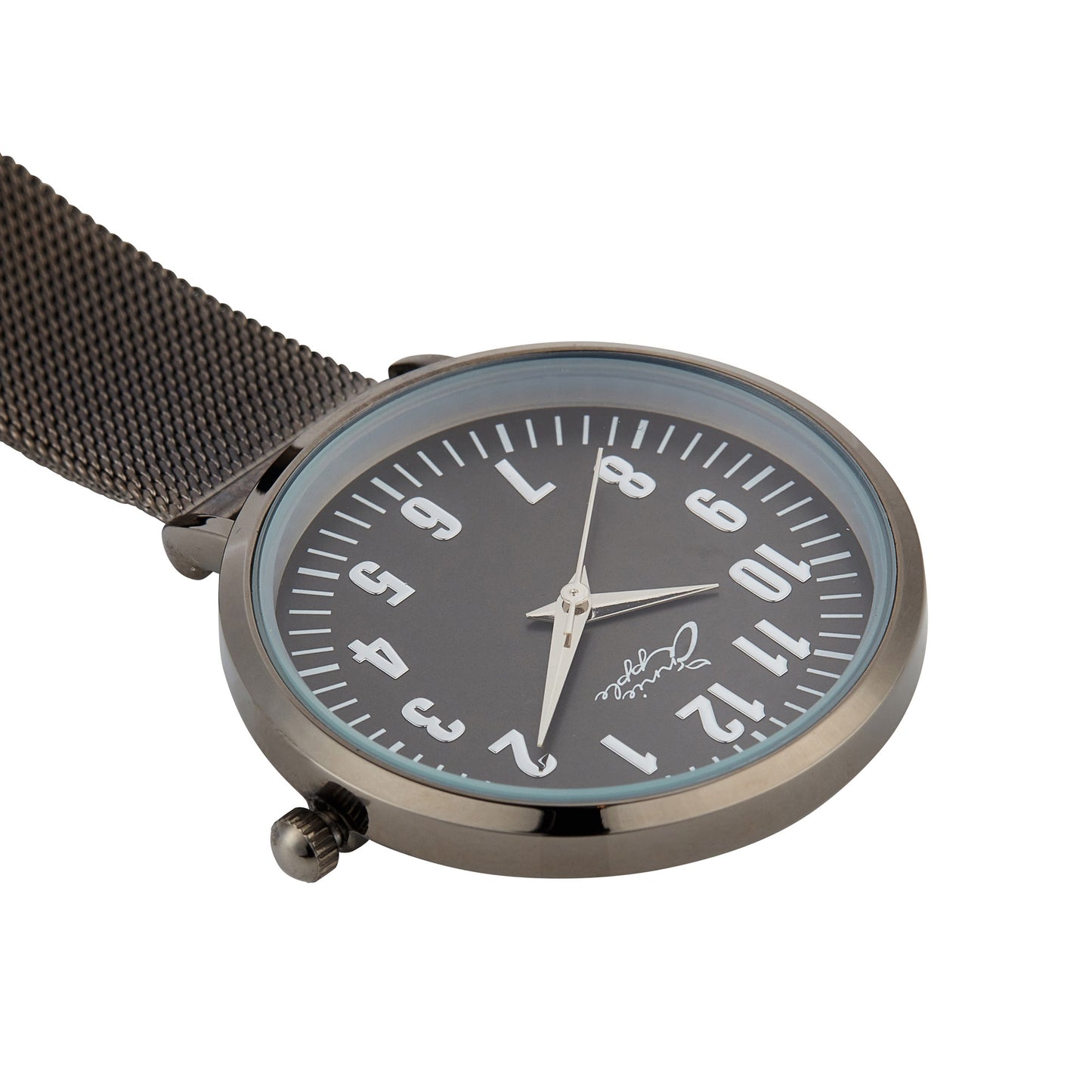 Annie Apple Nurses Fob Watch - Aurora - Silver/Gunmetal - Mesh - 35mm - Annie Apple