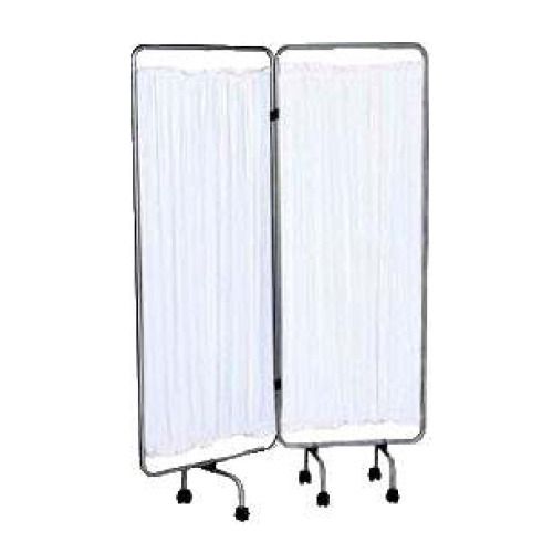 Chrome Ward Screen with Curtains (2 Section)-White -