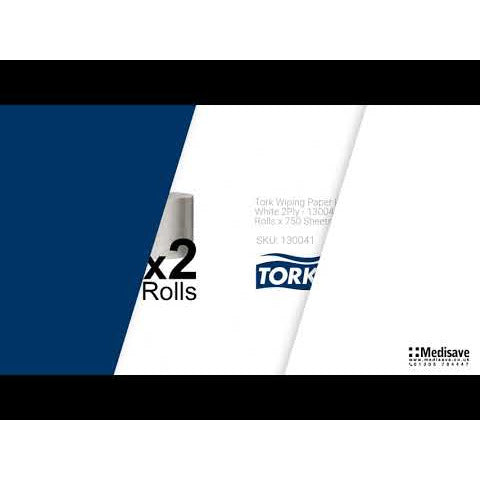 Tork Wiping Paper Plus White 2Ply - 130041 - 2 Rolls x 750 Sheets - Tork