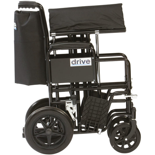 Bariatric Steel Transport Chair (Black) - Drive Medical