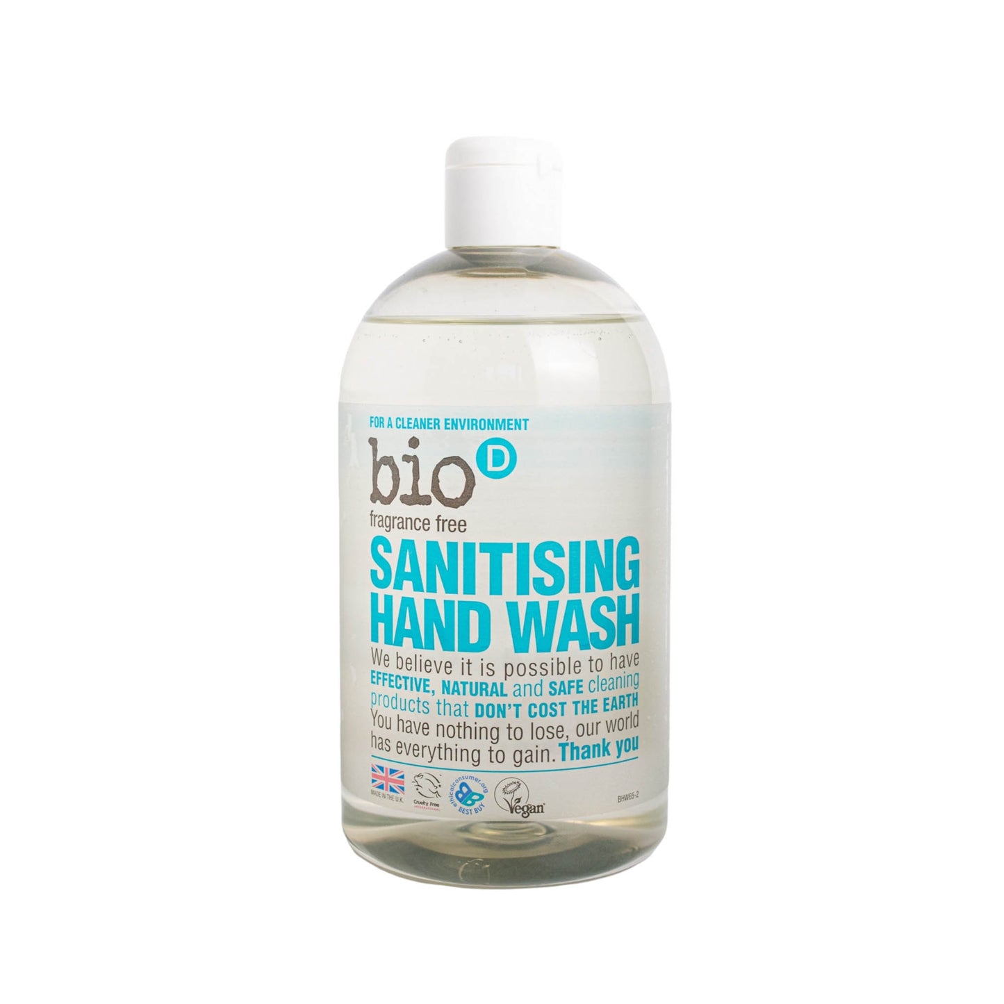 Bio-D 500ml Hand Wash Fragrance Free - Biodegradable
