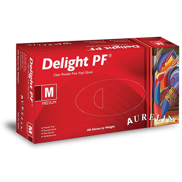 Delight Extra Large Powder Free Vinyl Gloves - Clear - Box Of 100 - Aurelia Gloves