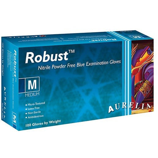 Aurelia Robust Nitrile Powder Free Gloves - Medium - Pack of 100 - Aurelia Gloves
