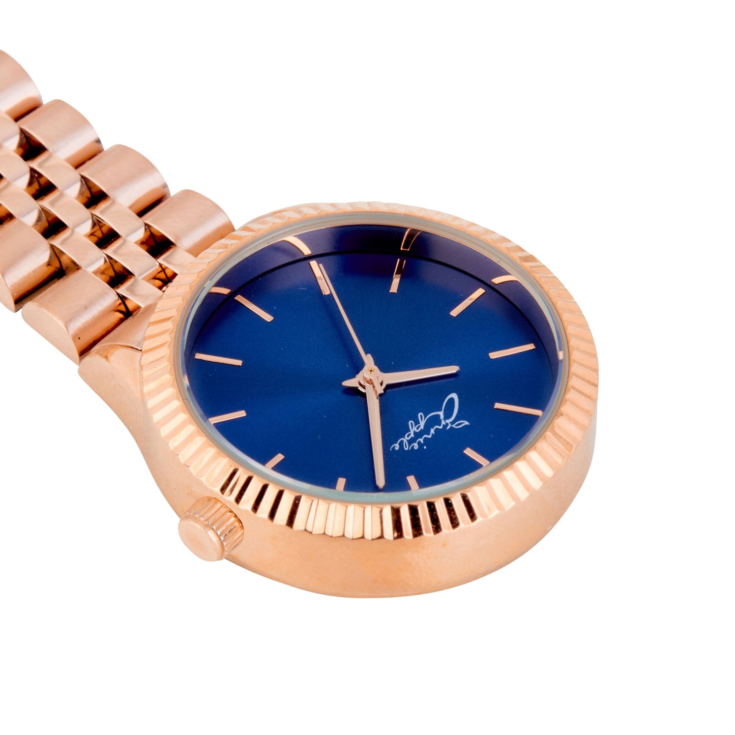 Annie Apple Nurses Fob Watch - Callista - Blue/Rose Gold - Link - 35mm - Annie Apple