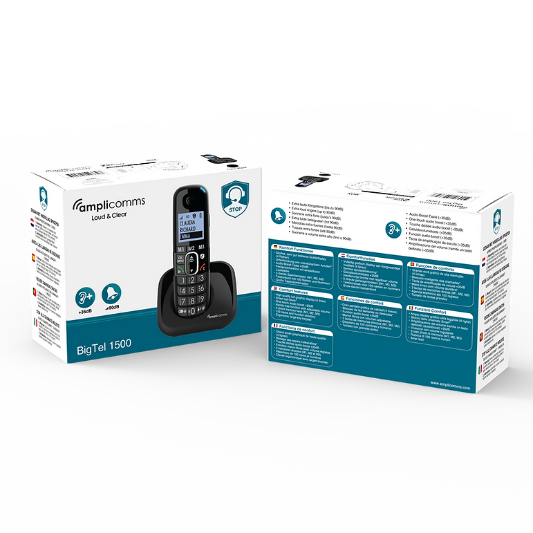 Amplicomms BigTel 1502 Black Duo - Cordless Phone - Amplicomms