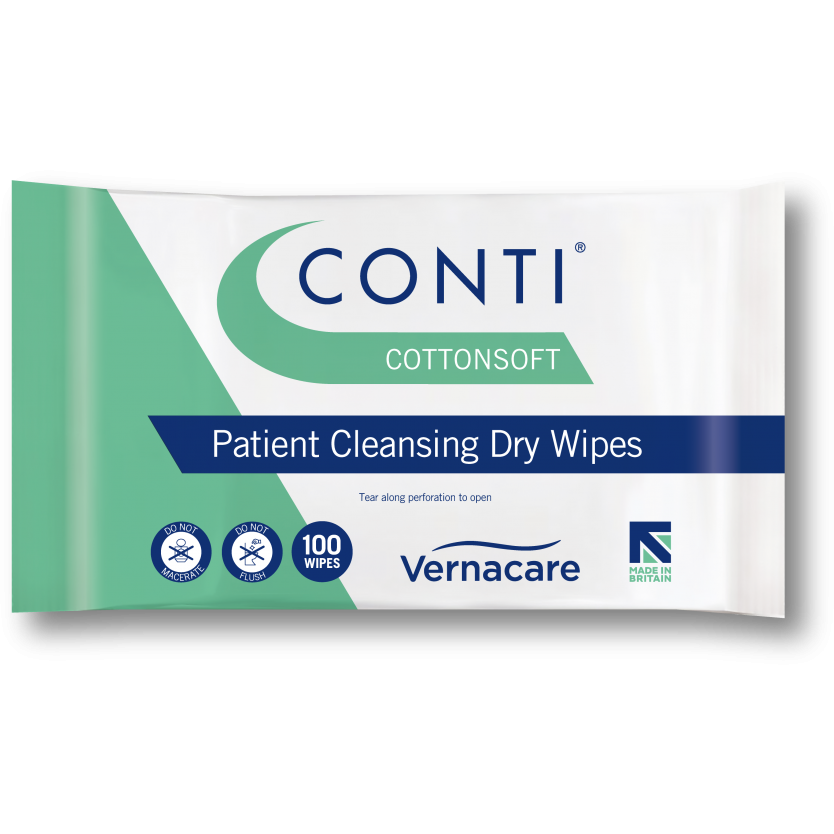 Conti® Cotton Soft Wipe Regular 30x32cm - 20 cases of 100 Wipes - Vernacare