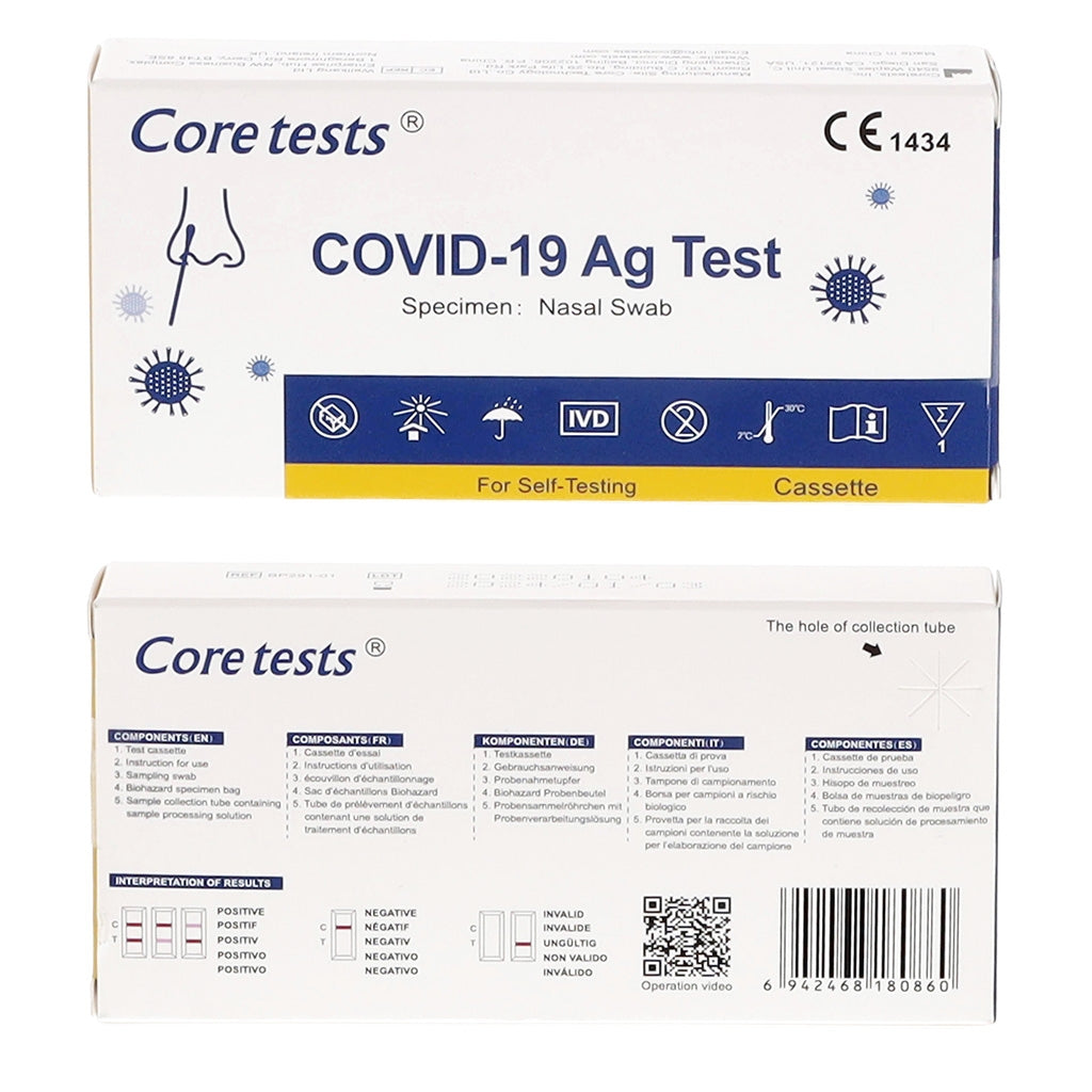 Covid 19 Lateral Flow Test - Rapid Antigen Nasal Swab - Single - Core Tests