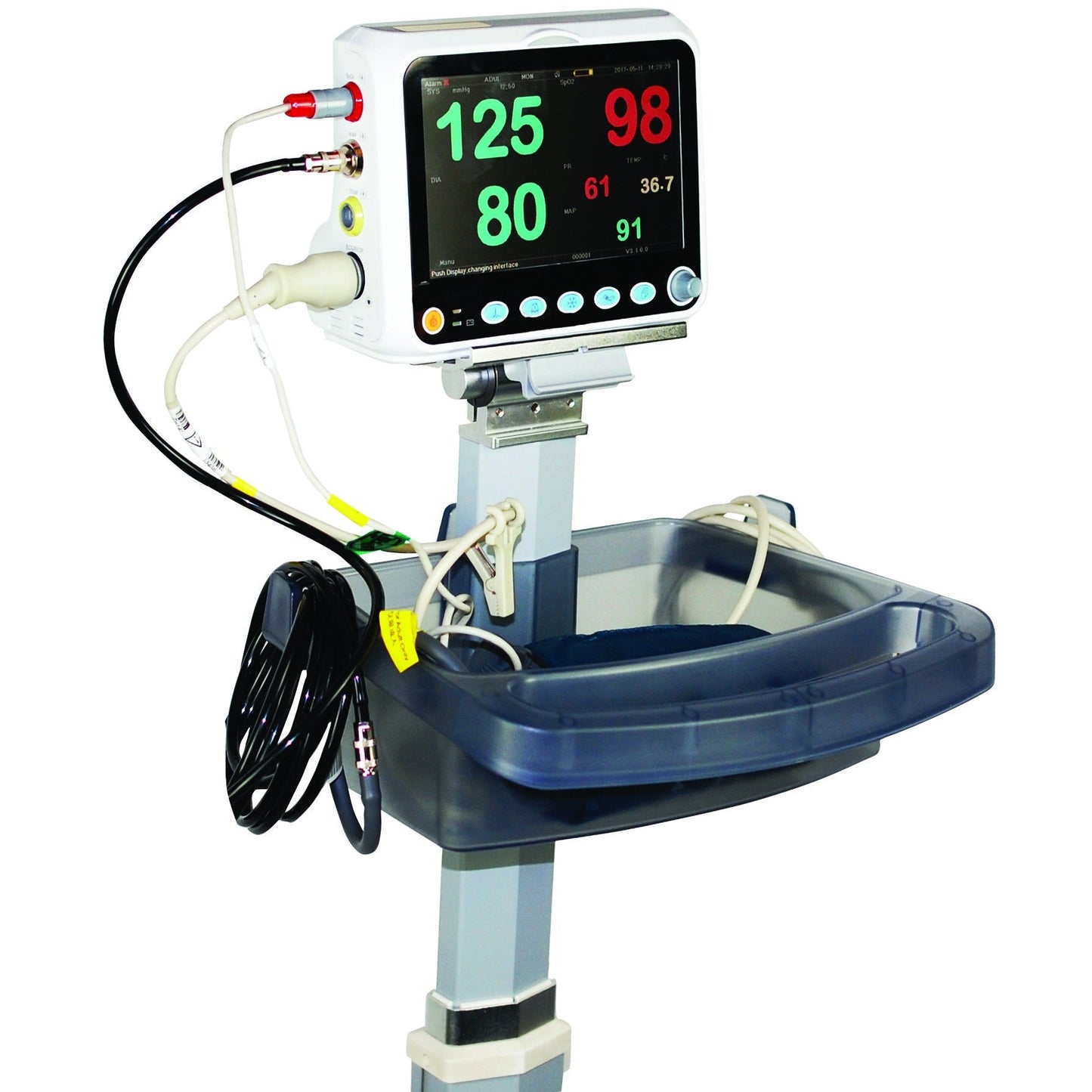 ProAct PC-3000 Patient Monitor(SpO2 Analog, PR, Resp Rate, NIBP, ECG, Temp) Ad sft sensor - Battery Only - ProAct
