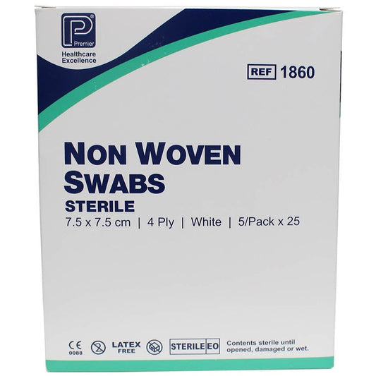 Non-Woven Sterile Swabs - 7.5 x 7.5cm 4 Ply - 40 Packs Of 5