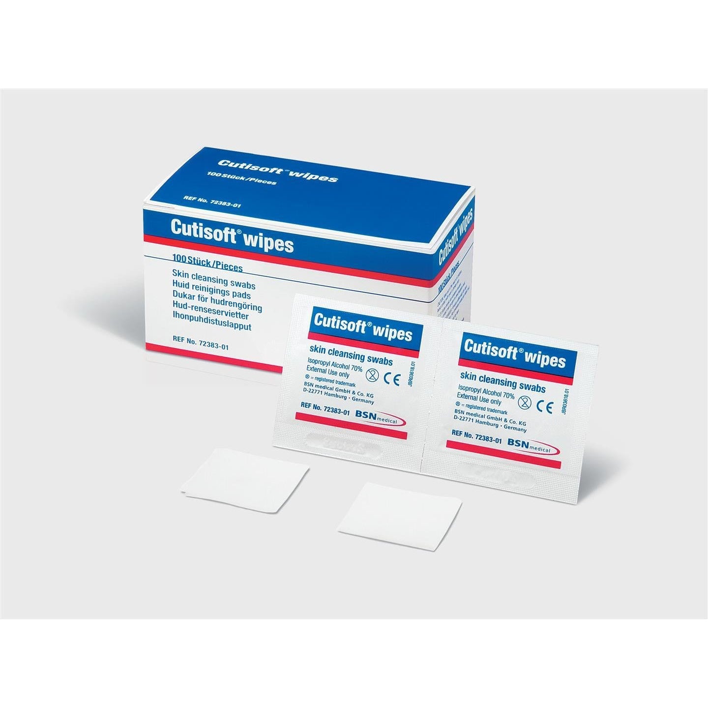 Leukoplast Cutisoft Wipes - Pre Injection Swabs 3cm x 3cm - Pack of 100 - BSN