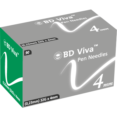 BD Viva™ Pen Needles 0.23mm (32G) x 4mm - Box of 90 - Becton Dickinson