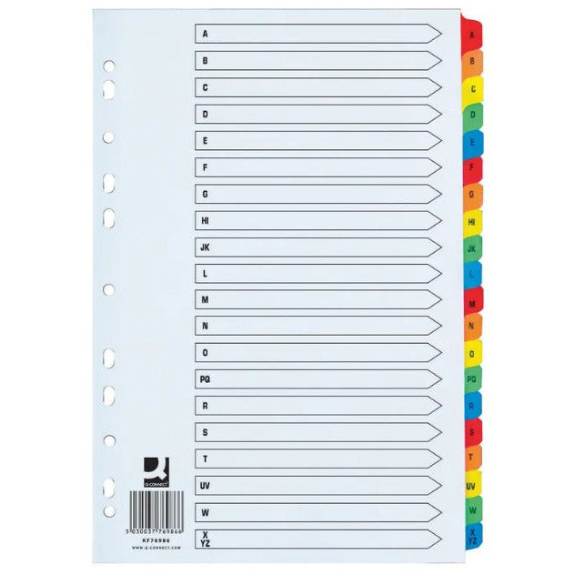 20-Part A-Z Index Multi-Punched Polypropylene White A4