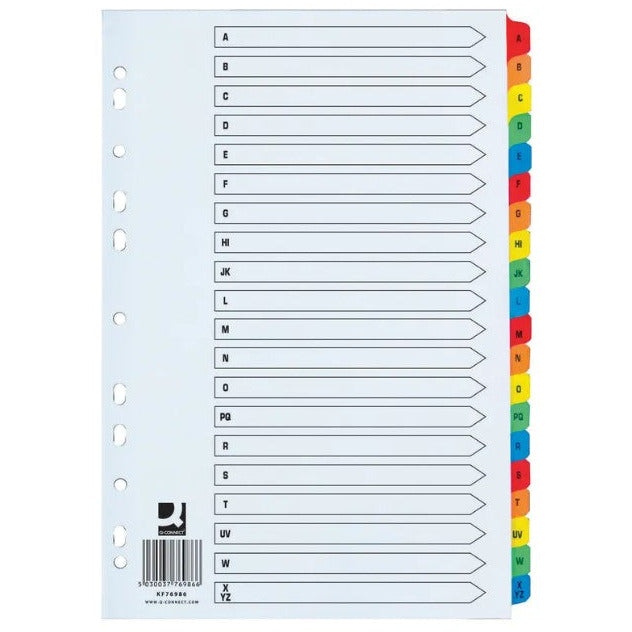 20-Part A-Z Index Multi-Punched Polypropylene White A4 - Vow