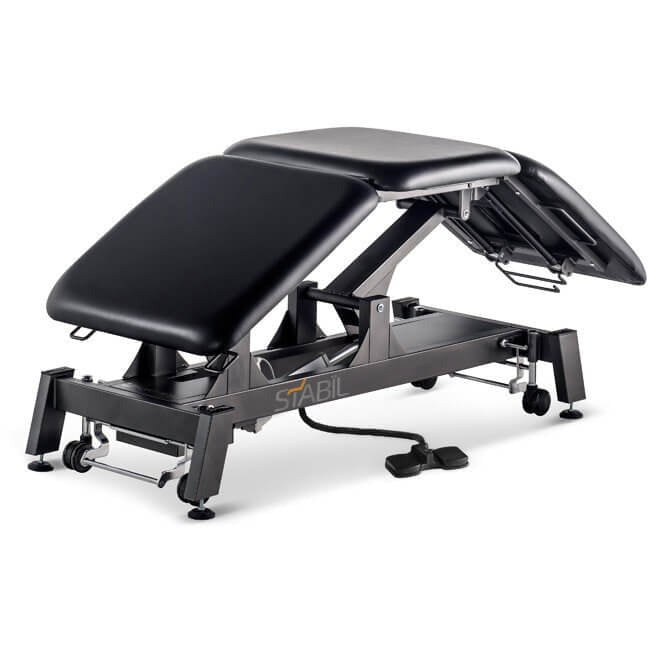 STABIL 3-Section Treatment Table / Black Frame / Black Upholstery - 360 Degree Operation - Stabil