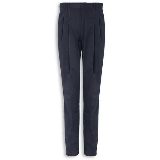 Men's Pleat Front Trousers - Navy Blue -