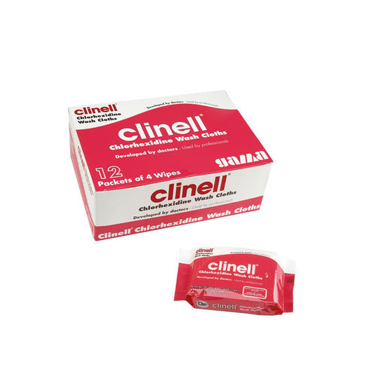 Clinell Chlorhexidine Wash Cloths - Pack of 4