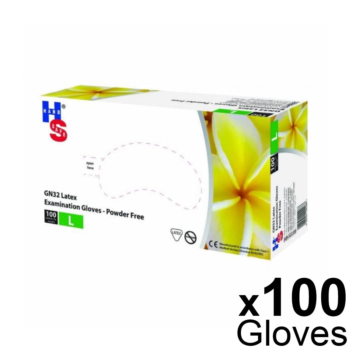 Latex Powder Free Gloves - Large x 100 -