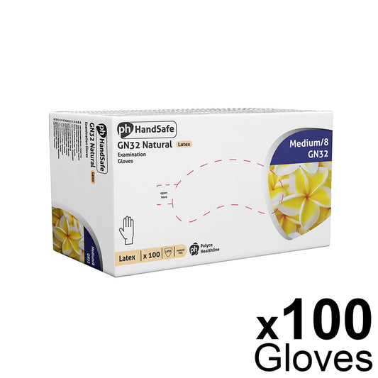 Latex Powder Free Gloves - Medium x 100 -