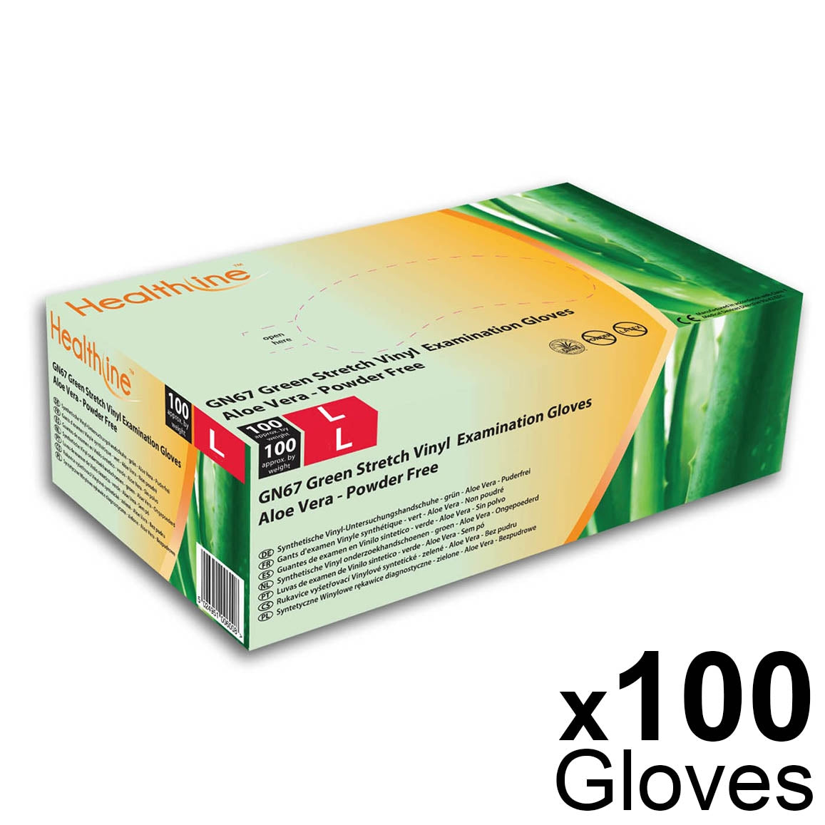 Aloe Vera Powder Free Synthetic Examination Gloves - Large 100 - HPC