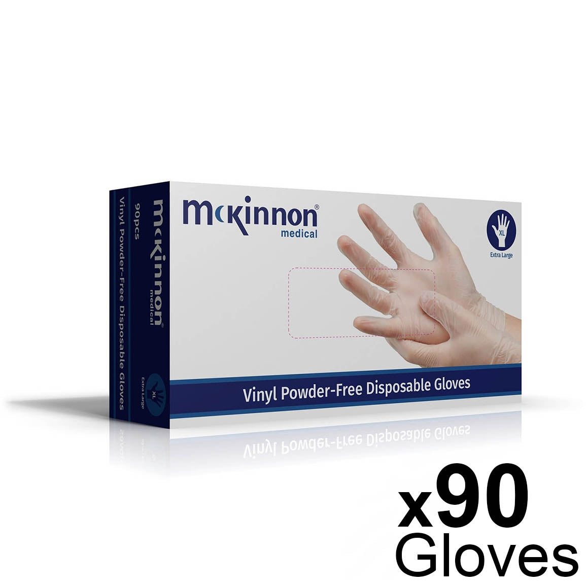 McKinnon Medical EXTRA-LARGE Vinyl Powder-Free Non-Sterile Gloves (Box 90) - McKinnon