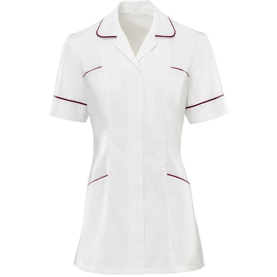 Women's White Tunic Top with Contrasting Trim -