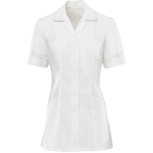 Women's White Tunic Top with Contrasting Trim -