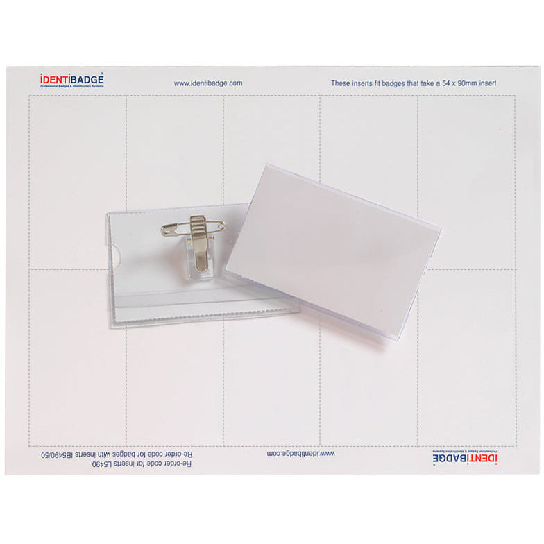 Crocodile Clip with Pin Badges - 50 x 75mm - Pack of 50 - Identibadge