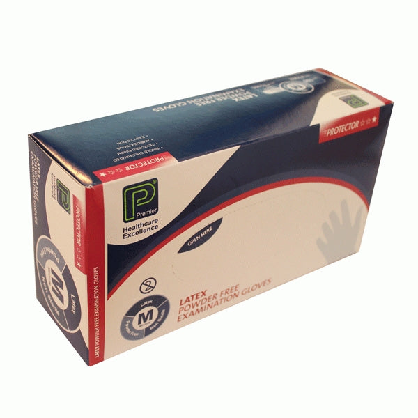 Premier Latex Examination Gloves, Powder Free - Medium - Pack of 100 - Premier