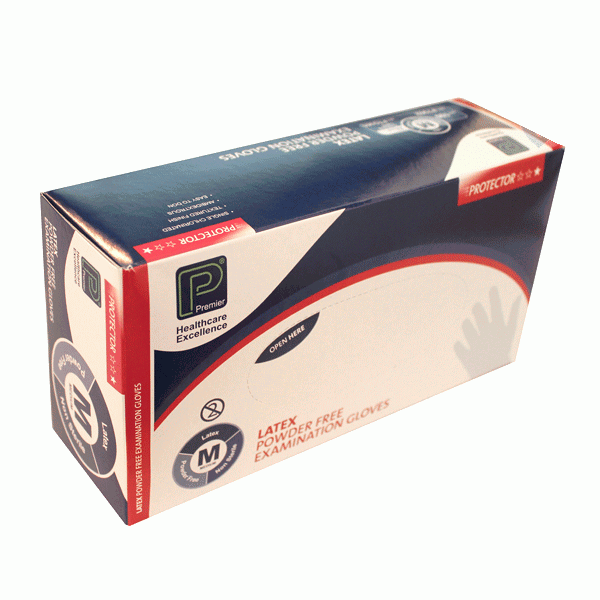 Premier Latex Examination Gloves, Powder Free - Large - Pack of 100 - Premier