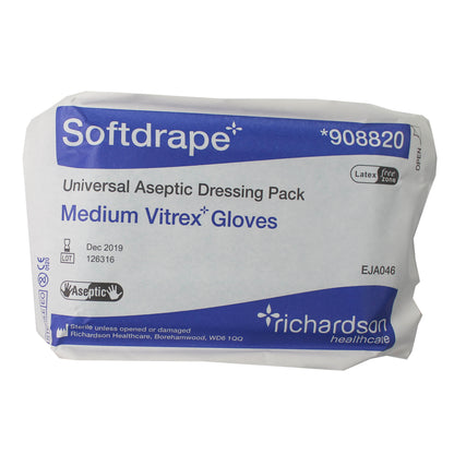 Softdrape Dressing Pack, Latex Free Medium Glove, Single