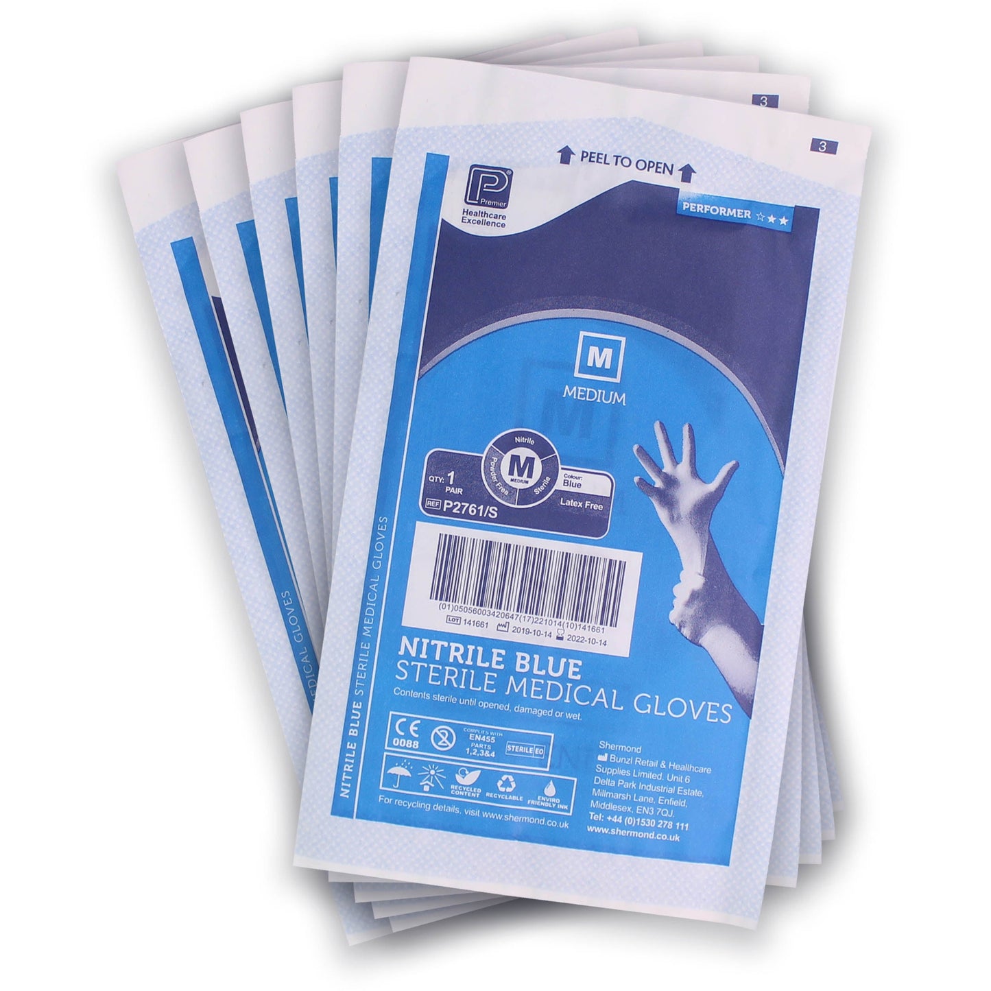 Blue Sterile Nitrile Gloves Pair Pack of 50 - Large - 3S Healthcare