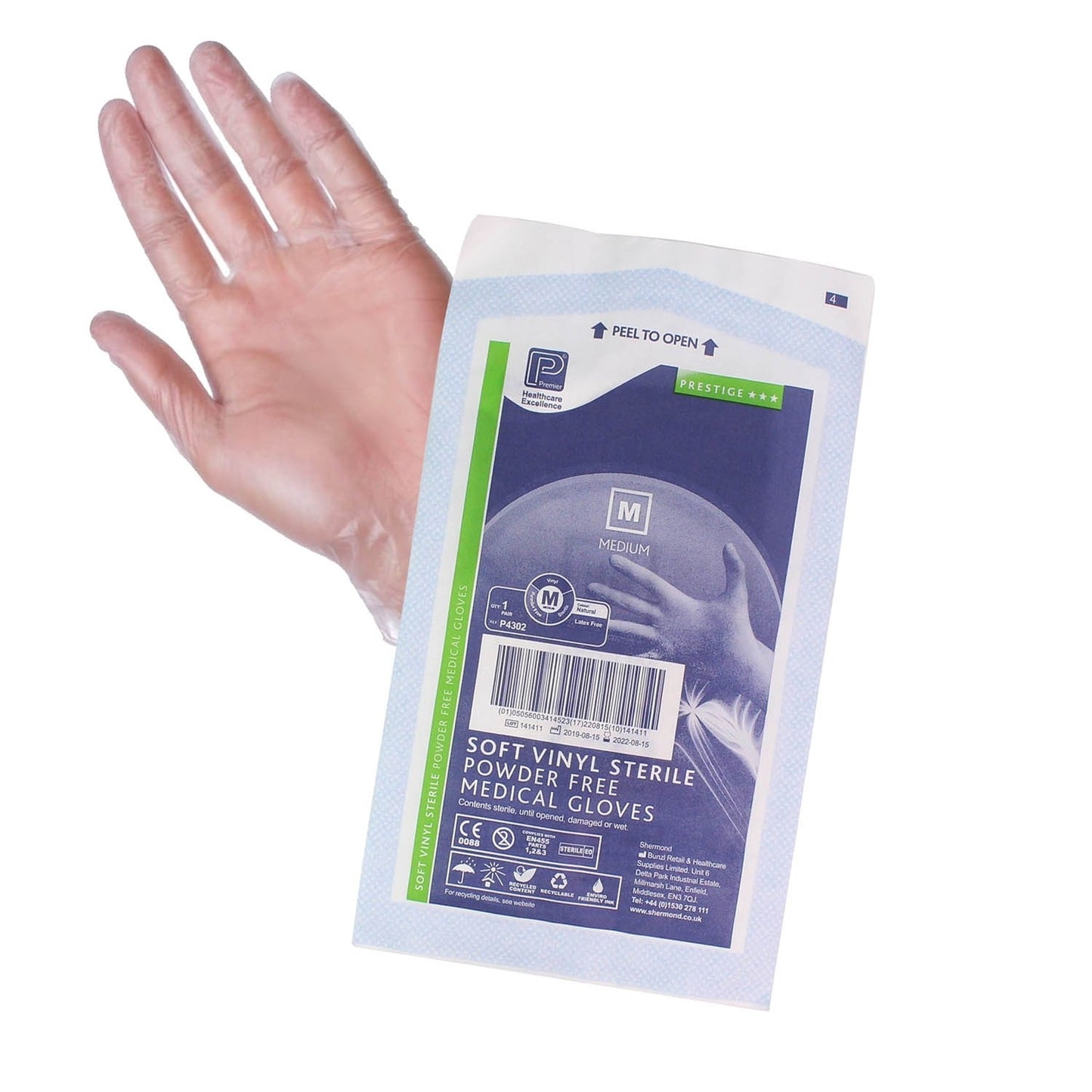 Premier Sterile Powder Free Vinyl Gloves - Medium x 50 - Premier