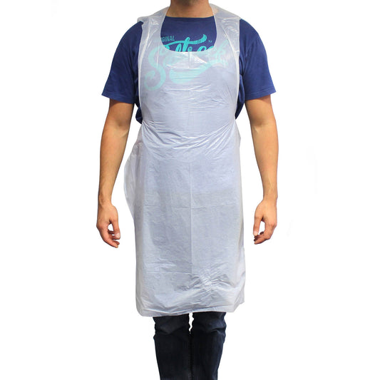 1 x Pack of 100 White Aprons (16 Micron, NHS Spec, Flat Pack) - MediPro