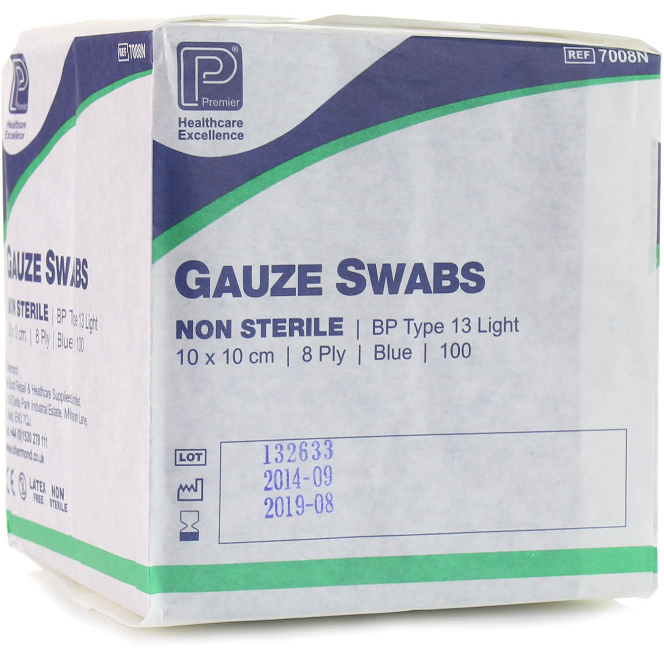 Gauze Swab Blue BP 10 x 10cm 8 Ply - Pack of 100 - Shermond