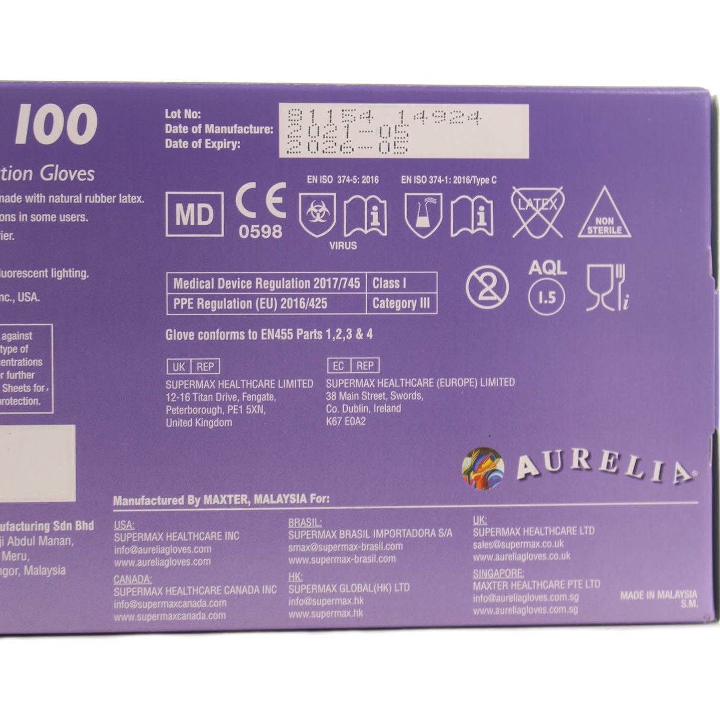 Supermax Aurelia Transform Nitrile Gloves - Pack of 100 - Extra Large - Aurelia Gloves