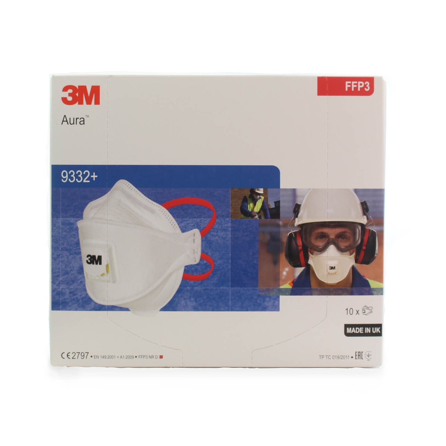3M™ Particulate Respirator Face Mask FFP3 Valved - 9332+ - Box of 10 - 3M