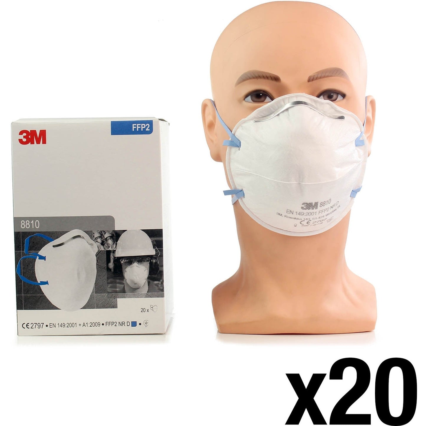 3M™ Particulate Respirator Face Mask FFP2 Unvalved - 8810 - Box of 20 - 3M