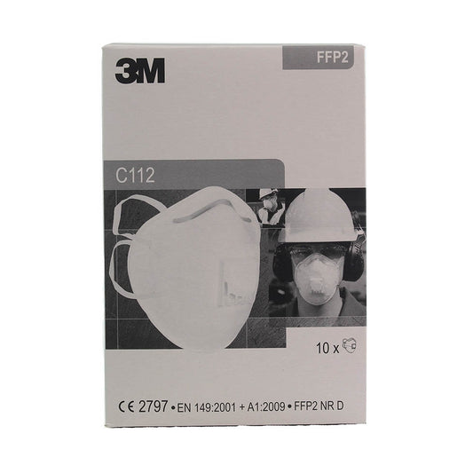 3M™ Disposable Respirator Face Mask FFP2 Valved - C112 - Box of 10 - 3M