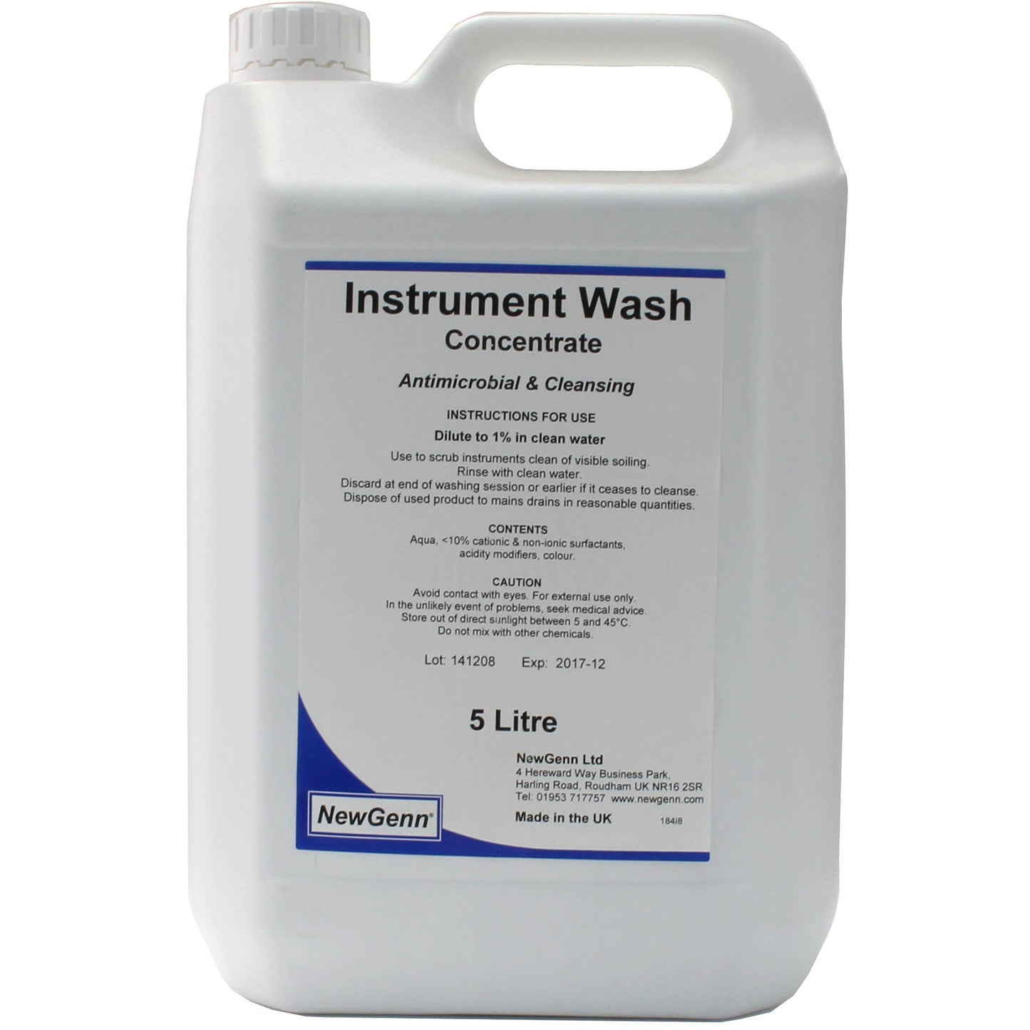 NewGenn Instrument Wash 5 Litre Hi Concentrate Dilute to 1% - NewGenn