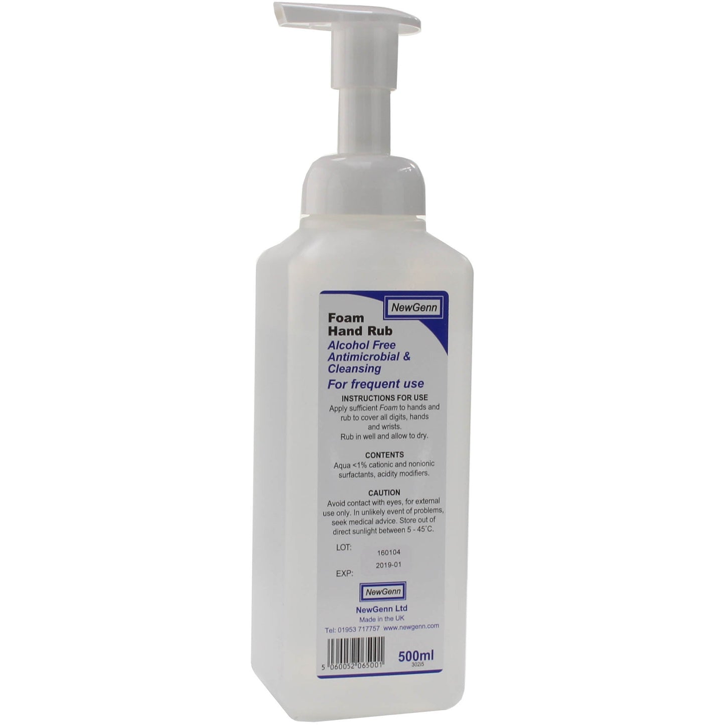 NewGenn Foam Hand Rub 500ml Bottle - Clear Coloured