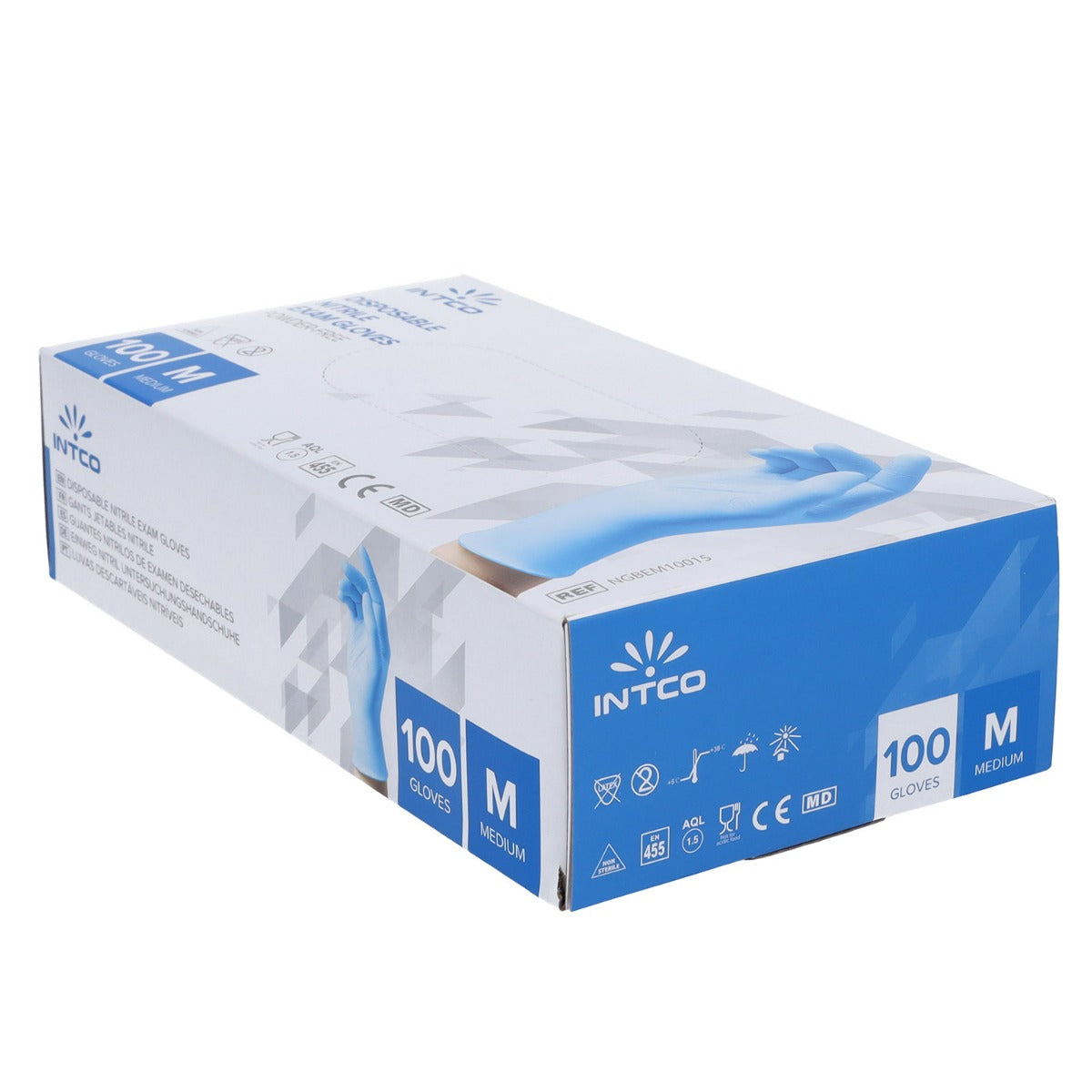 Nitrile Disposable Gloves- Medium- Box of 100 Gloves - Intco
