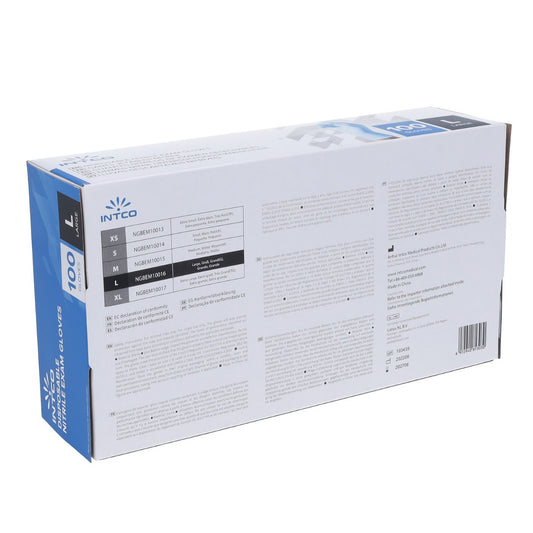 Nitrile Disposable Gloves - Large- Box of 100 Gloves - Intco